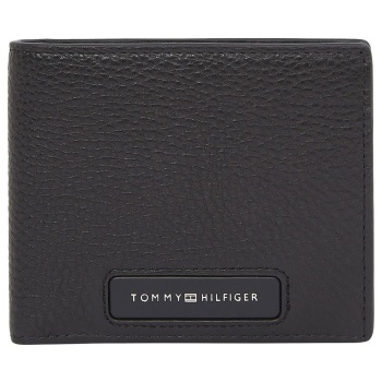 ανδρικό δερμάτινο th monogram πορτοφόλι μαύρο tommy