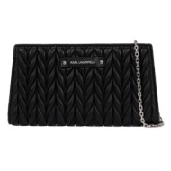 γυναικείο k/weave πορτοφόλι μαύρο karl lagerfeld a3w32038-1av black nickel