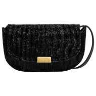 γυναικεία δερμάτινη τσάντα χιαστί μαύρη tommy hilfiger aw0aw17940-bds