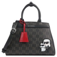 γυναικεία ikon monogram τσάντα μαύρη karl lagerfeld b1w30023-2ls brown kl mono