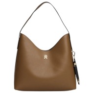γυναικεία th icon τσάντα καφέ tommy hilfiger aw0aw18140-r07