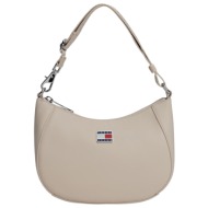 γυναικεία τσάντα ώμου μπεζ tommy jeans aw0aw18064-aby