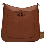 γυναικεία δερμάτινη cameryn τσάντα χιαστί καφέ ralph lauren 431970152002-tan