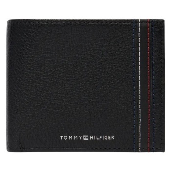 ανδρικό δερμάτινο πορτοφόλι μαύρο tommy hilfiger