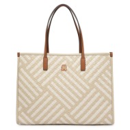 γυναικεία th city tote τσάντα μπεζ tommy hilfiger aw0aw18394-0f4