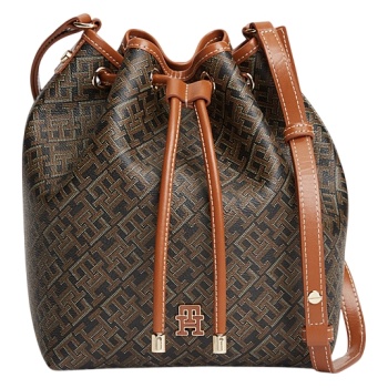 γυναικεία th monoplay bucket τσάντα καφέ tommy hilfiger