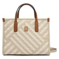 γυναικεία th city mini tote τσάντα μπεζ tommy hilfiger aw0aw18393-0f4