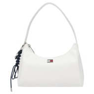 γυναικεία τσάντα ώμου λευκή tommy jeans aw0aw18458-ybl