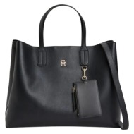 γυναικεία th icon satchel τσάντα μαύρη tommy hilfiger aw0aw18723-bds