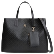 γυναικεία icon satchel τσάντα μαύρη tommy hilfiger aw0aw18923-bds