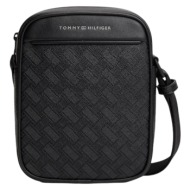 ανδρικό th modern monogram reporter τσαντάκι μαύρο tommy hilfiger am0am14844-bds