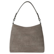 γυναικεία δερμάτινη k/daily τσάντα γκρι karl lagerfeld b3w30346-1ku ash grey