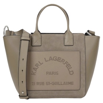 γυναικεία δερμάτινη k/daily tote τσάντα γκρι karl lagerfeld