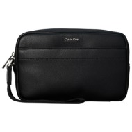 ανδρικό δερμάτινο τσαντάκι χειρός μαύρο calvin klein lv04d1277g-ub1