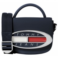 γυναικεία origin plaque τσάντα χιαστί navy μπλε tommy jeans aw0aw15811-c1g