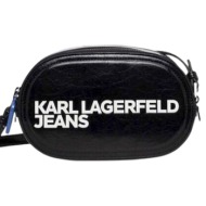 γυναικεία essential logo τσάντα χιαστί μαύρη karl lagerfeld jeans 241j3003-j101 black