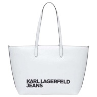 γυναικεία essential logo tote τσάντα λευκή karl lagerfeld jeans 241j3001-j109 white