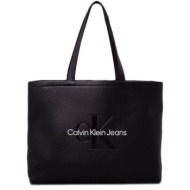 γυναικεία sculpted slim tote τσάντα μαύρη calvin klein k60k612222-0gq