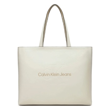 γυναικεία sculpted tote τσάντα εκρού calvin klein