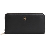γυναικείο th monogram πορτοφόλι μαύρο tommy hilfiger aw0aw17744-bds