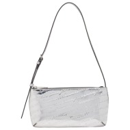 γυναικεία metallic τσάντα ώμου ασημί tommy jeans aw0aw18009-0in