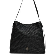 γυναικεία th monogram τσάντα μαύρη tommy hilfiger aw0aw18161-bds