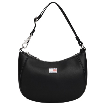 γυναικεία τσάντα ώμου μαύρη tommy jeans aw0aw18064-bds