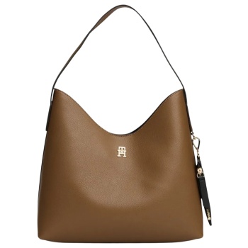 γυναικεία th icon τσάντα καφέ tommy hilfiger aw0aw18140-r07