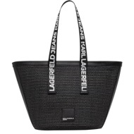 γυναικεία raffia shopper τσάντα μαύρη karl lagerfeld jeans b2w30113-999 black