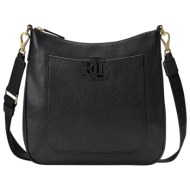 γυναικεία δερμάτινη cameryn τσάντα χιαστί μαύρη ralph lauren 431970152001-black