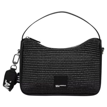 γυναικεία raffia mini hobo τσάντα μαύρη karl lagerfeld