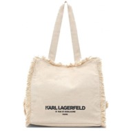 γυναικεία k/rsg fringes tote τσάντα εκρού karl lagerfeld b2w50021-106 natural