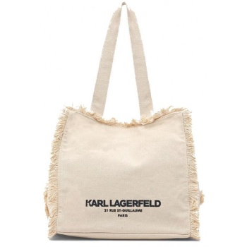 γυναικεία k/rsg fringes tote τσάντα εκρού karl lagerfeld