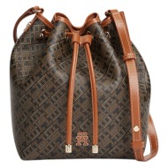 γυναικεία th monoplay bucket τσάντα καφέ tommy hilfiger aw0aw18847-0gj