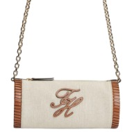 γυναικεία λινή τσάντα μπεζ tommy hilfiger aw0aw18635-0f4