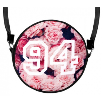 στρογγυλή τσάντα ώμου `pink roses & 94`