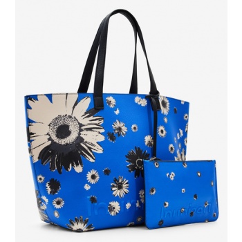 desigual daisy pop namibia reversible handbag blue 100% σε προσφορά