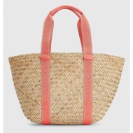 tommy hilfiger handbag beige 90% straw, 10% polyester