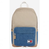 tommy jeans backpack beige 90% cotton, 10% recycled polyester