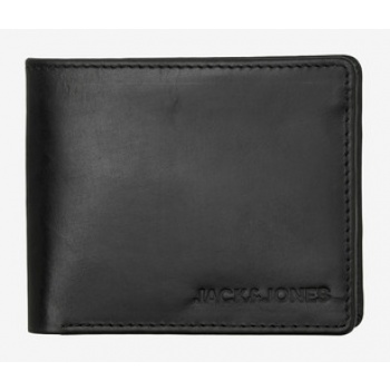 jack & jones side wallet black 100% real leather