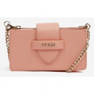 guess card case on chain cross body bag pink artificial leather