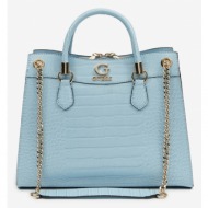 guess nell croc girlfriend satchel handbag blue polyurethane