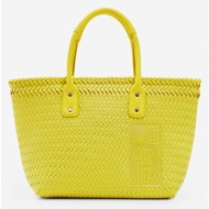 desigual basket braided zaire handbag yellow polyethylene