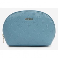 guess dome cosmetic bag blue ecological leather