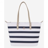 tommy hilfiger poppy tote corp stripes handbag blue recycled nylon/polyamide, recycled polyester, le