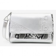 desigual delta silver copenhague handbag silver polyester, polyuretane
