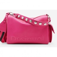 desigual half logo habana handbag pink 100% polyurethane