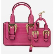 versace jeans couture handbag pink polyester