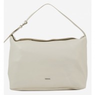 calvin klein elevated soft shoulder handbag beige recycled polyester, polyurethane