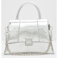 aldo kindra handbag silver outer part - polyurethane; lining - recycled polyester